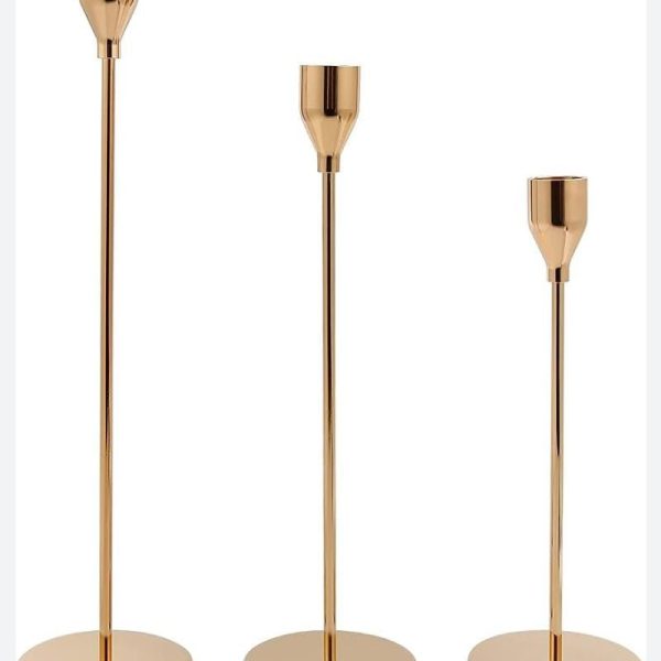 Golden Candle Holders – Set of 3